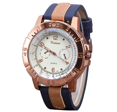 Explosive fashion sports three-eye belt men's watch Korean version of simple large dial quartz watch gift watch M005