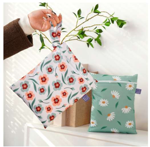 Elinfant 2 Pcs Set Mini Eco-friendly Portable Waterproof Snack Bag Washable Reusable Baby Diaper bag 18 x 25cm s3