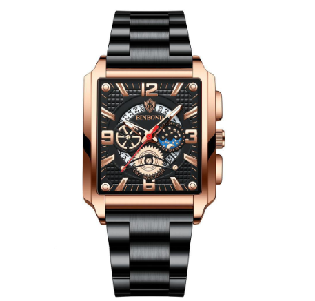 Original Luxury Square Fashion Retro Calendar Waterproof Luminous Sports Stainless Steel Watch 05