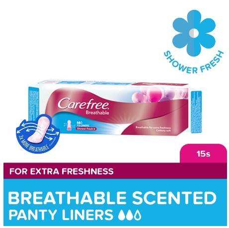 Carefree Breathable Panty Liners Flats 15s - Feminine Care, Odor Control, Absorb Discharge