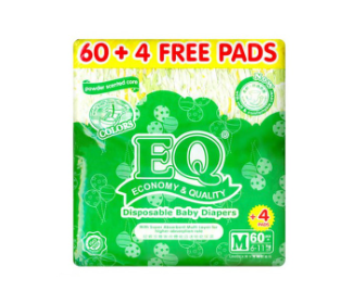 EQ Colors Tape Baby Diapers  Jumbo Pack Medium 60's + 4's
