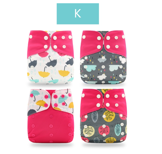 Happyflute 2023 Baby Reborn 4pcs set Washable Eco-friendly Baby Cloth Diaper Ecological Adjustable Nappy Reusable Diaper SET40