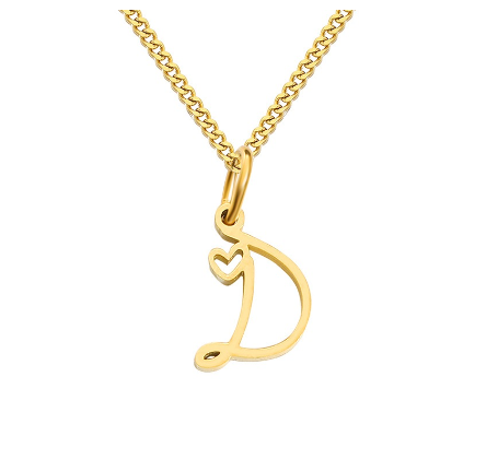 Cursive Initial Necklaces for Women Girls,14K Gold Filled Personalized Monogram Name Letter Necklace Jewelry Gifts D