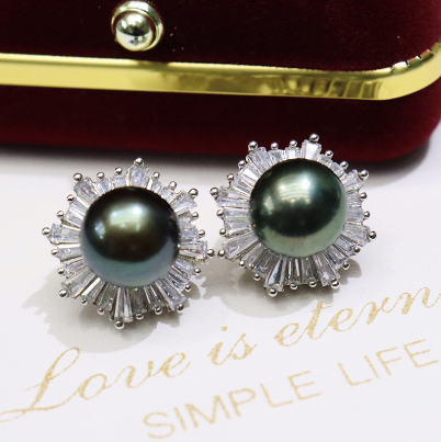 Natural freshwater pearl earrings diamond jewelry
