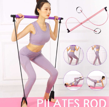 Yoga Pilates Rod Pull Rope Exercise Equipment Gym Exercise Pilates Bar With Resistance Elastic Band