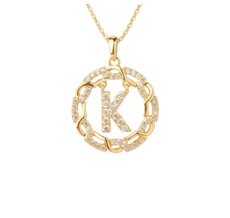 YH 18K Thai gold plated lnitials Pendant A-Z Letter Necklace For Women （3lengths Free Adjustment）K