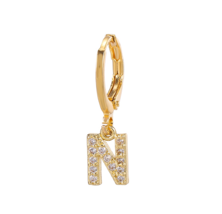A-Z Letter Earrings Fashion Gold Plated Hoop Drop Earrings Diamond Stud Earrings Women's Jewelry N