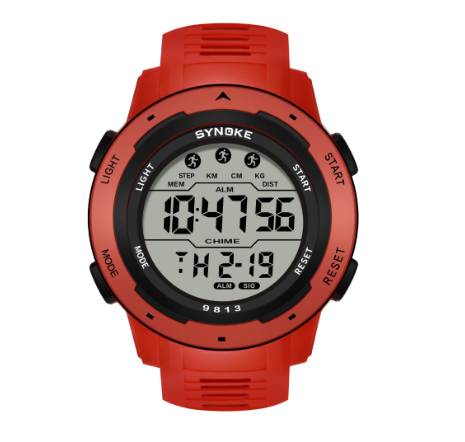 SYNOKE Brand Fashion Sport Watch For Men Waterproof Alarm Digital Electronic RED