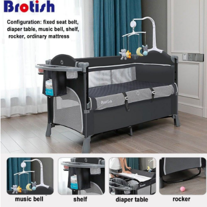 Newborn Baby Crib Bed Game Bed Multifunctional Folding Splice Bed Portable Baby Bassinet Cradle Bed