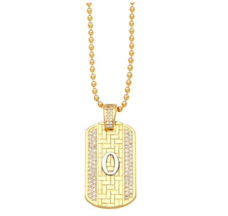 Luxury 18K Gold Plated Stainless Steel Ball Bead Chain 26 Letter Necklace Capital Initial Letter Name Pendant Nameplate Necklace Women O
