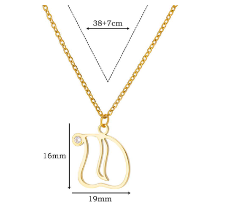 Zircon Initial Letter Necklace for Women Stainless Steel Gold Plated Chains Choker Name Pendant Necklaces New Vintage Jewelry D