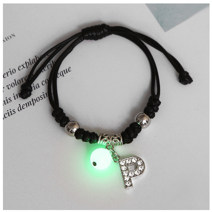 Luminous Couple Bracelet 26 English Letters Crystal Friendship Bracelet Women Men Jewelry Glow in the Dark