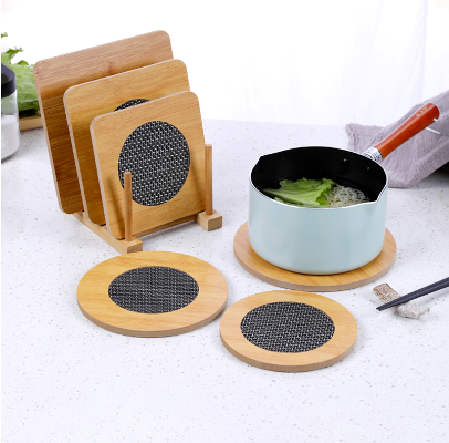 Wooden Heat Pad Heat Insulation Table Mat Coaster Anti-Slip Pot Holder For Kitchen Kitchenware