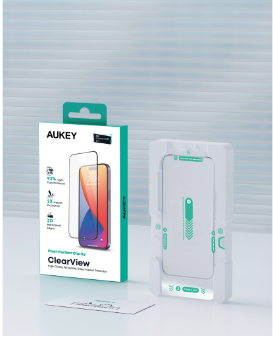Aukey SP-GT10 ClearView Super Clear Tempered Glass for iPhone 15/15 Plus/15 Pro/15 Pro Max 1PC Pack