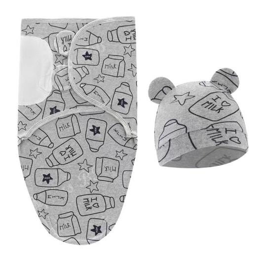 Newborn Baby Muslin Swaddle Blanket Hat Set Swaddle Bedding Wrap Blanket Baby Swaddling S52