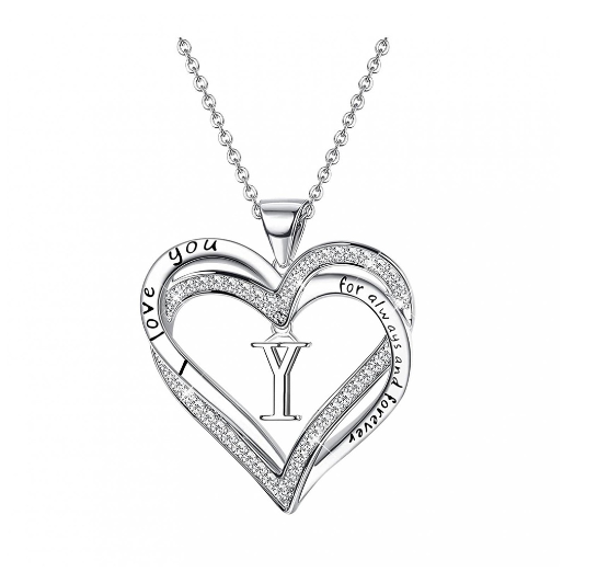 Clever Jewelry Letters Necklace A to Z Initial Heart Pendant Necklace Heart Necklace for Women Gift Y