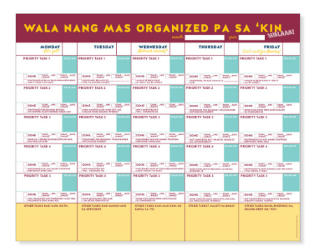 Wala nang mas Organized pa sa Akin - Weekly Planner Notepad by Inky Livie