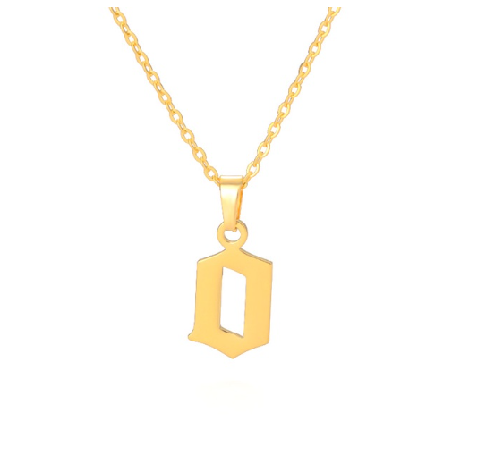 Maxzone Tiny Old English Letters Necklaces For Women Lowercase Initial A-Z Letter Pendant Necklace Men Vintage Font Boho Jewelry Gift O