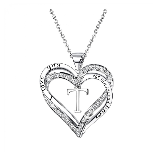 Clever Jewelry Letters Necklace A to Z Initial Heart Pendant Necklace Heart Necklace for Women Gift T