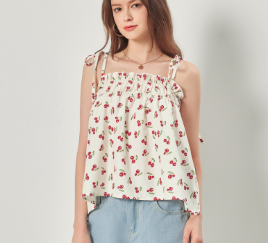 Lovito Women Boho Ditsy Floral Smocked Tank Top L68ED072 Multi-Color