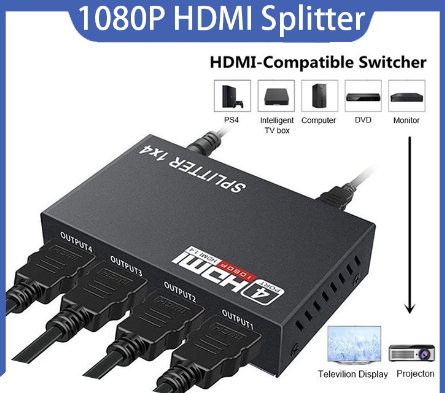 HDMI Splitter 1 in 4 out HDMI output 1 in 4 Screen 1080P HDTV Audio Splitter Switch HD Converter