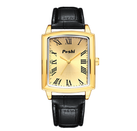 POSHI Vintage Classic Watches Men Original Casual Waterproof Roman Numerals Leather Watch for Men Fashion Quartz Mens Watch BLACK GOLD