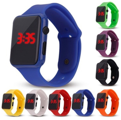 Unisex LED Digital Sports Watches Silicone Band Square Students Watch