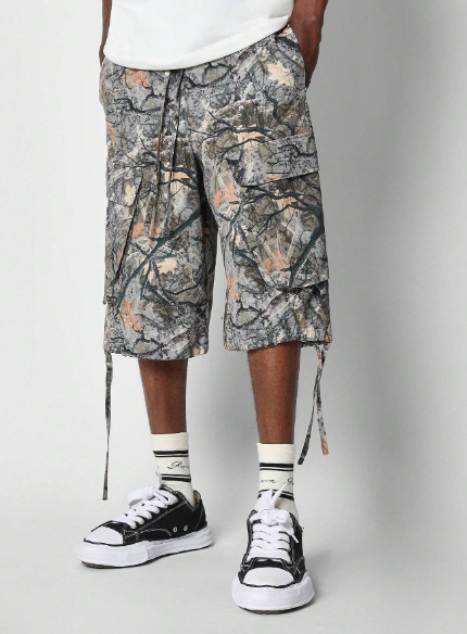 SUMWON Cargo Jorts With All Over Print
