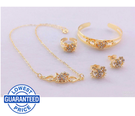 SS Jewelry 18k Bangkok Gold Hello Kitty 4in1 Set For Kids ( Adjustable Size ) Free Box
