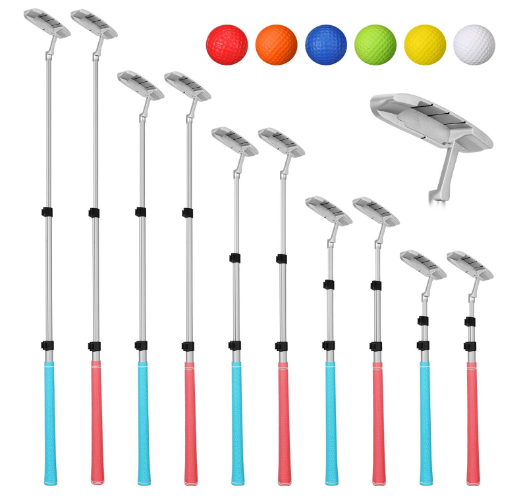 2 Pack Kids Putters with Extendable Shaft Mini Golf Putter with 6 Golf Practice Balls Adjustable Length Putter for Handed Golfers Extendable Shaft Putters for Kids Junior Adult