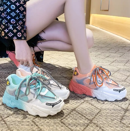 Korean Fashion Casual Rubber Shoes For Women White Sneakers