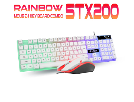 Inplay Stx200 2 In 1 Set Keyboard Rainbow Rgb Suspended Backlit Gaming Keyboard and Mouse Bundle