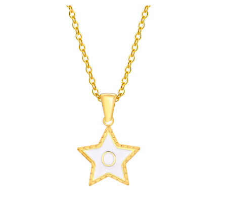 Vnox A-Z Letter Star Shope Pendant Necklace for Women,18K Gold Initial Stainlss Steel Jewelry Accessories Gift O