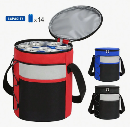 Insulated 14-Can Barrel Cooler Bag Golf Cart Cooler Bag Ice Pack Waterproof Leakproof Collapsible Insulated Bag For Picnic Work Outdoor