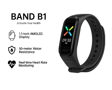 OPPO Band B1 Bluetooth Watch 1.1-inch AMOLED Screen Continuous SpO2 Monitoring 50M Water Resistance