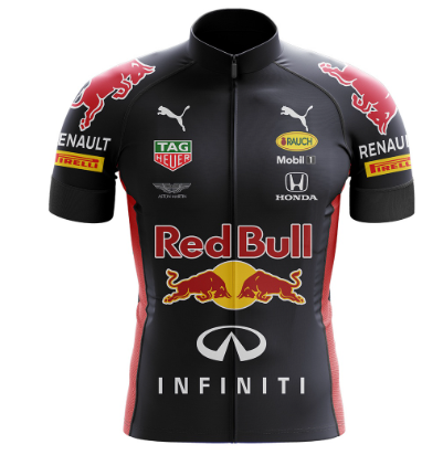 Red-Bull Men's Short Sleeve Cycling Jersey Pro Cycling Wear Aero Jersey Race Cut Full Zip