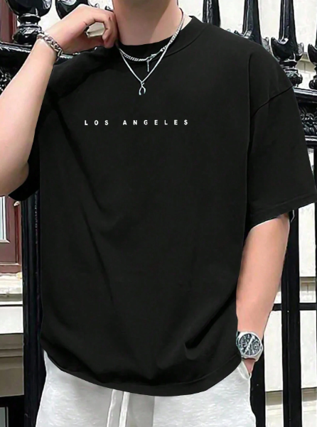 Manfinity Homme Men's Plus Size Letter Printed Short Sleeve T-shirt