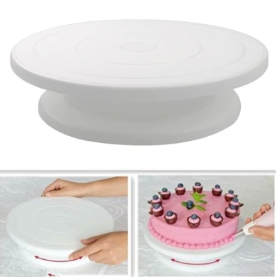 DHD Plastic Cake Turntable Rotating Anti-skid Round Cake Stand Kitchen DIY with Free Baking Tool