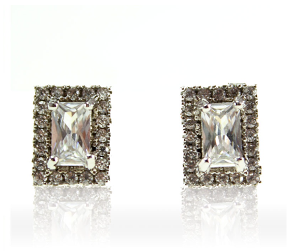 Earring Stud Stone Square (E20)
