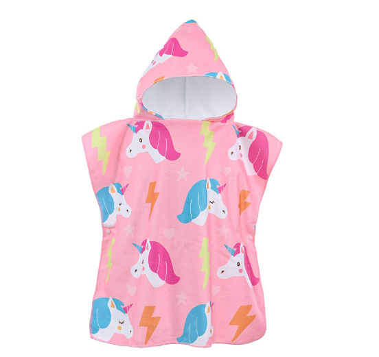 Children Bath Towel Cartoon Printed Baby Can Wear Hooded Bathrobe Beach Swimming Windproof Quick-Drying Cloak Kids Beach Towels T16