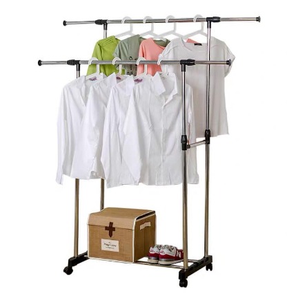 Double Pole Telescopic Clothes Rack Good Quality Bar Clothes Hanger