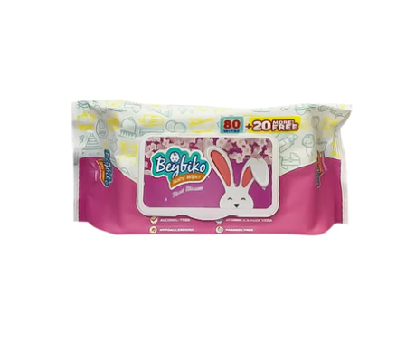 Beybiko Baby Wipes Floral Scented 80 sheets + 20 sheets free 100's