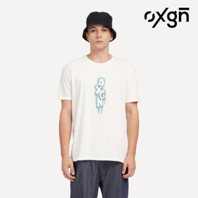 OXGN Logo Graphic Print T-Shirt For Men (White/Green)