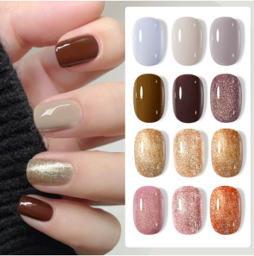 Lilycute 7ML Brown Gel Polish Summer Green Gel Nail Polish Top Coat For Nail Art DIY