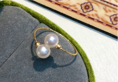 18k gold ring round shape freshwater pearl ring fashion ring for women