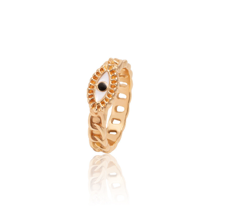 Oil Painting Gold-Plated Devil's Eye Ring Personalized Electroplated Women's Fashion Ring Opening Women's Accessories Jewelry D16