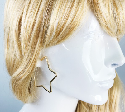 Sterling Hoop Earrings - Star Medium