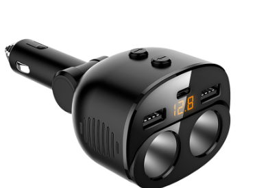 SEAMETAL Car Charger Cigarette Lighter Socket Type C Charging 2 Usb Switch Control 180 Degree Rotation