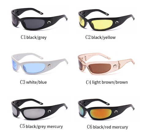 y2k top INS New Moon Rectangular Sunglasses Trend Hip Hop Punk Sunglasses Street Shooting Retro Shade For men and Women