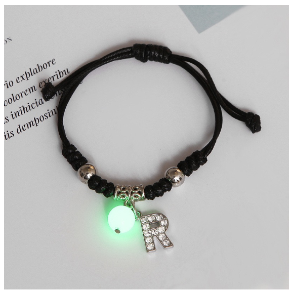 26 Letters Glow in the Dark Alphabet Initials Beaded Luminous Bracelet Women Men Birthday Gifts R